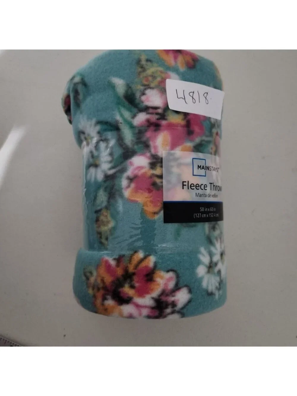 Mainstays Floral Fleece Throw Blanket 50" X 60" Lightweight Cozy Soft Turquoise - Picture 4 of 4